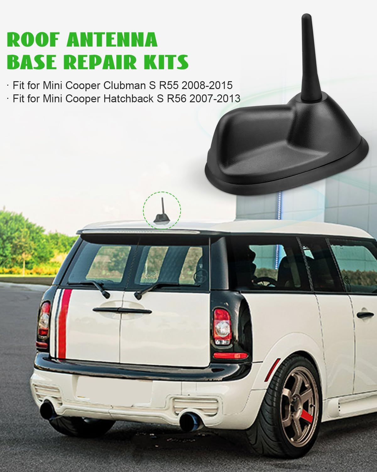 Large Type Roof Antenna Mount Base Fit for Mini Cooper Clubman S R55 2008-2015, Fit for Mini Cooper Hatchback S R56 2007-2013 Replace 65203456090, Black