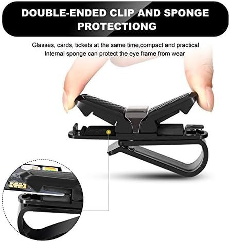 Sunglasses Holders for Car Sun Visor, Glasses Ticket Card Clip Mount Hanger, Double-Ends Clip 180 Degree Rotational Car Visor Accessories image number 6