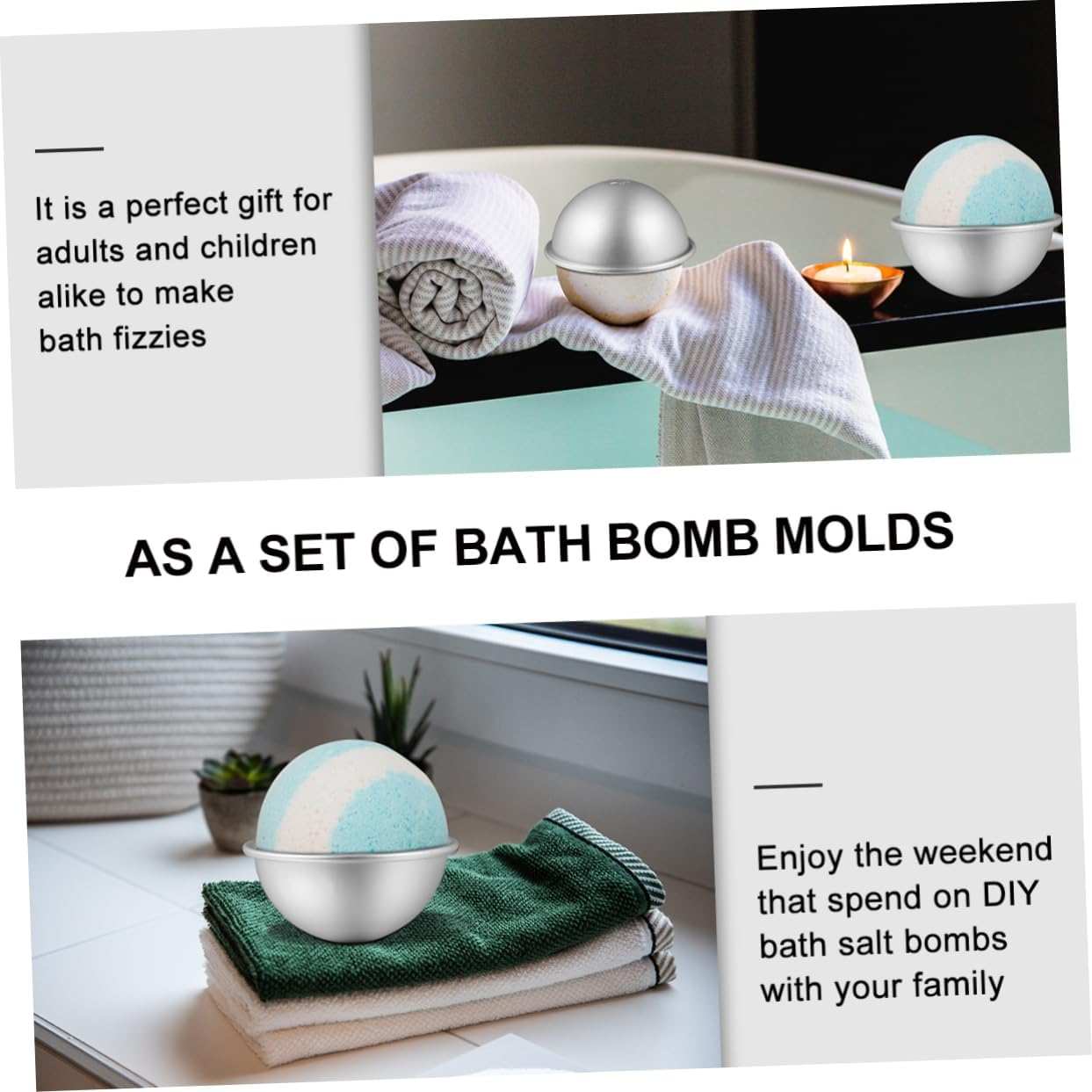BELLIFFY 4Set DIY Baking Molds Aluminum Alloy Bath Bomb Molds for Boys and Girls image number 1