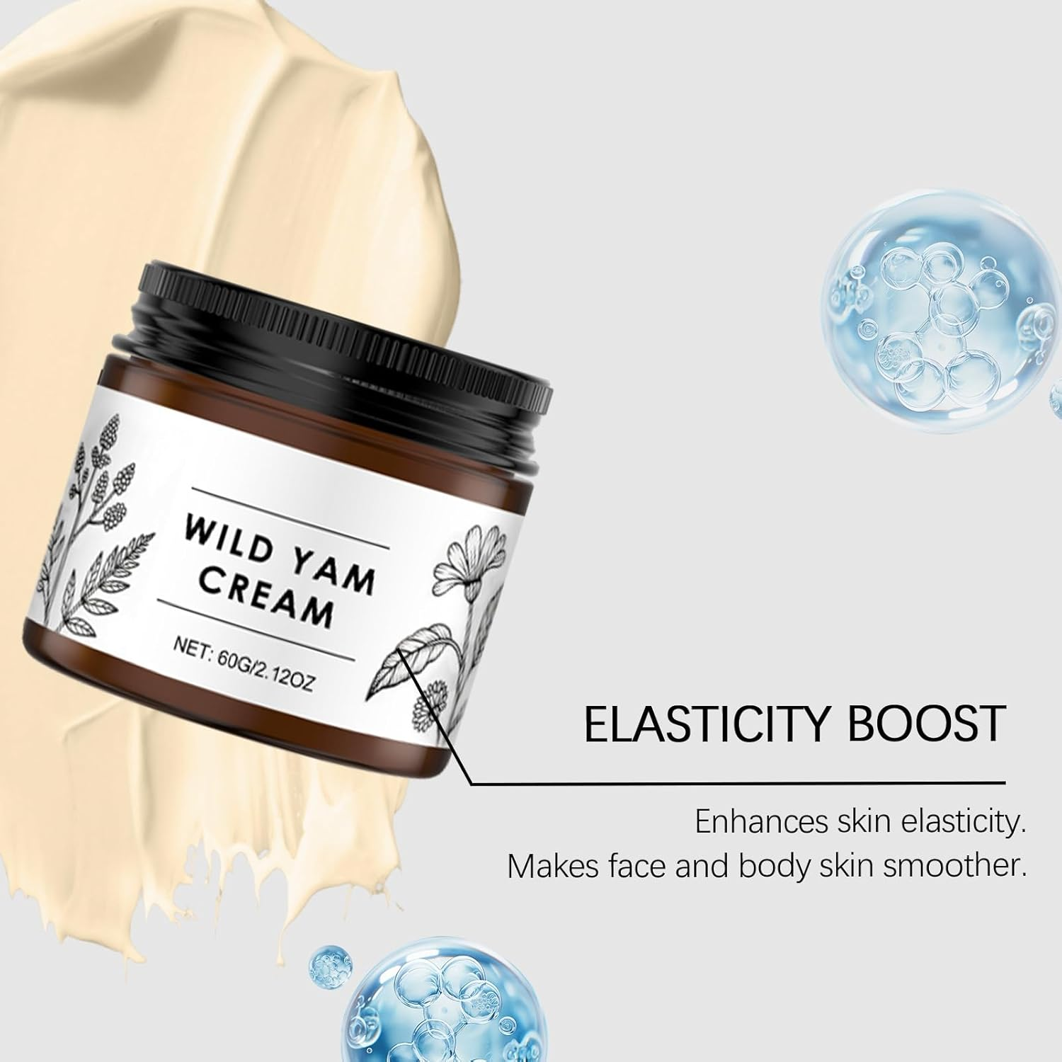 Wild Yam Cream - Deep Hydrating Face and Body Cream, Gentle and Mild,Moisturized, Firming for Most Skin Types, Improve Skin&rsquo;S Smoothness and Elasticity, Easy to Absorb,Long-Lasting (2PCS) - 2Pcs image number 2