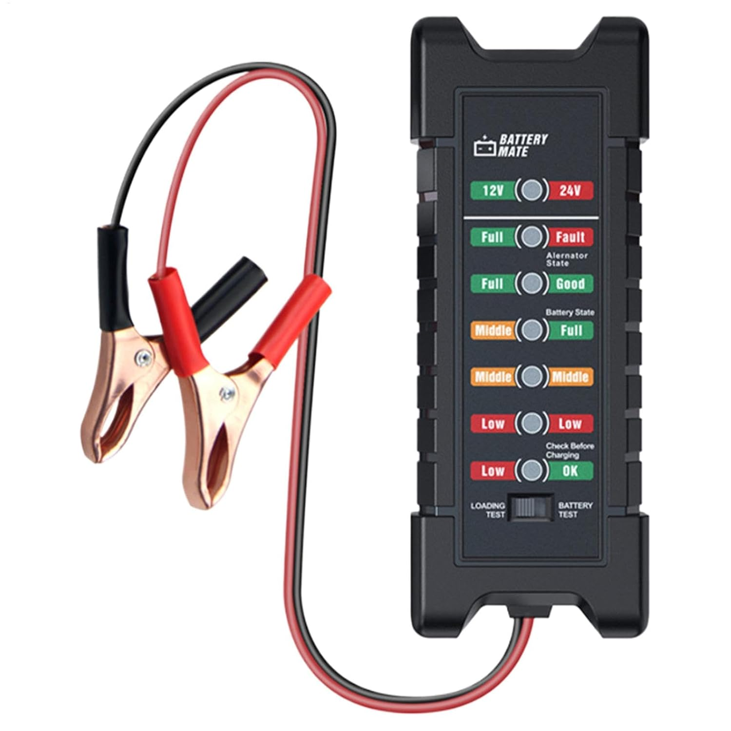 Car Battery Tester - 12V/24V Battery Voltage Tester,Alternator Battery Tester for Car, Motorcycle, Boat image number 1