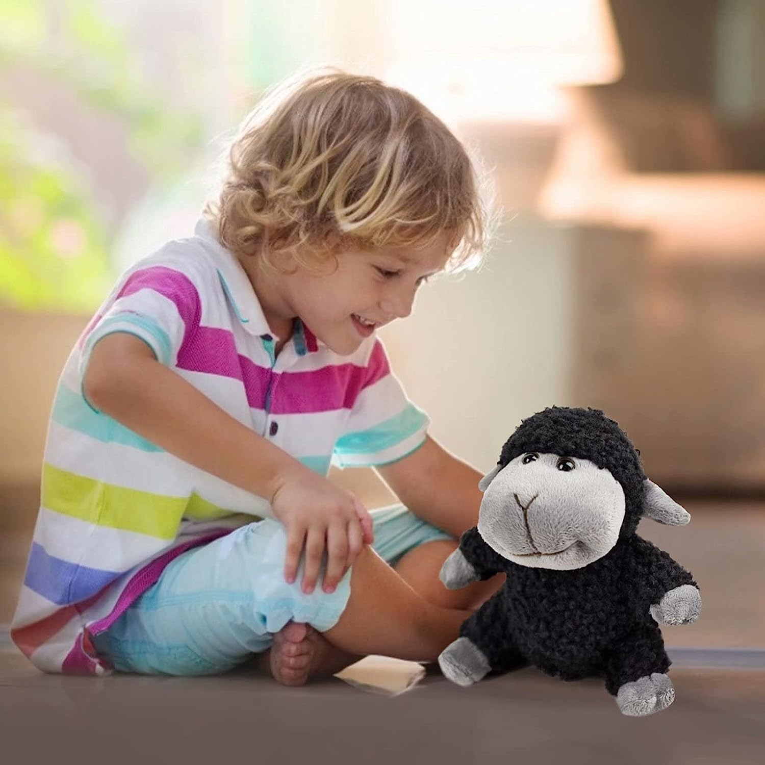 Stuffed Animal Lamb Plush Toy 3 Pcs - Cute and Soft Sheep Gifts for Kids, Boys and Girls - Black Lamb Toys - Black Sheep image number 6