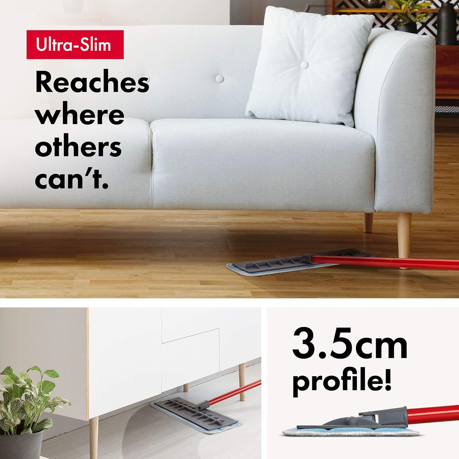 Tyroler Bright Tools 100% Silicone Flexible Head Microfiber Mop 2Pcs Wet and Dry Pad (45Cm Wide) | Professional Home Cleaning for Hardwood, Laminate, Tile Floors, Kitchen, Bathroom. image number 3