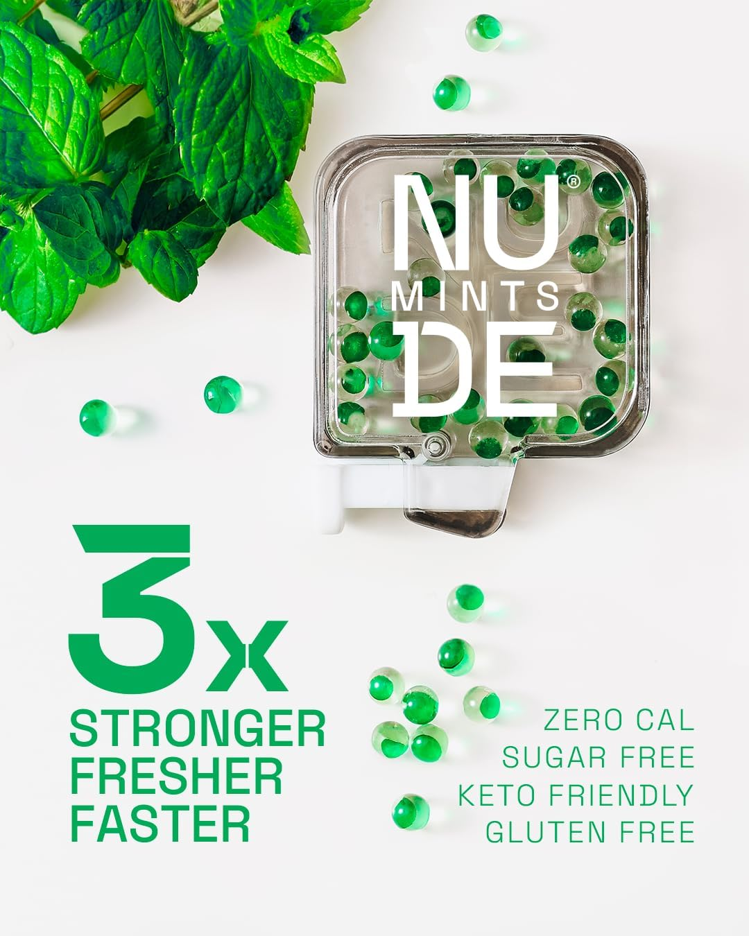 NUDE Breath Mints for Bad Breath - SEXY SPEARMINT | 2 in 1 Keto Friendly Sugar Free Mints | Gluten Free Bad Breath Treatment for Adults | Carbs | Calorie | Breath Freshener for People | Instant Fresh | Cleanse Gut | SPEARMINT | 5 Pack | 150 Mint Capsules image number 4