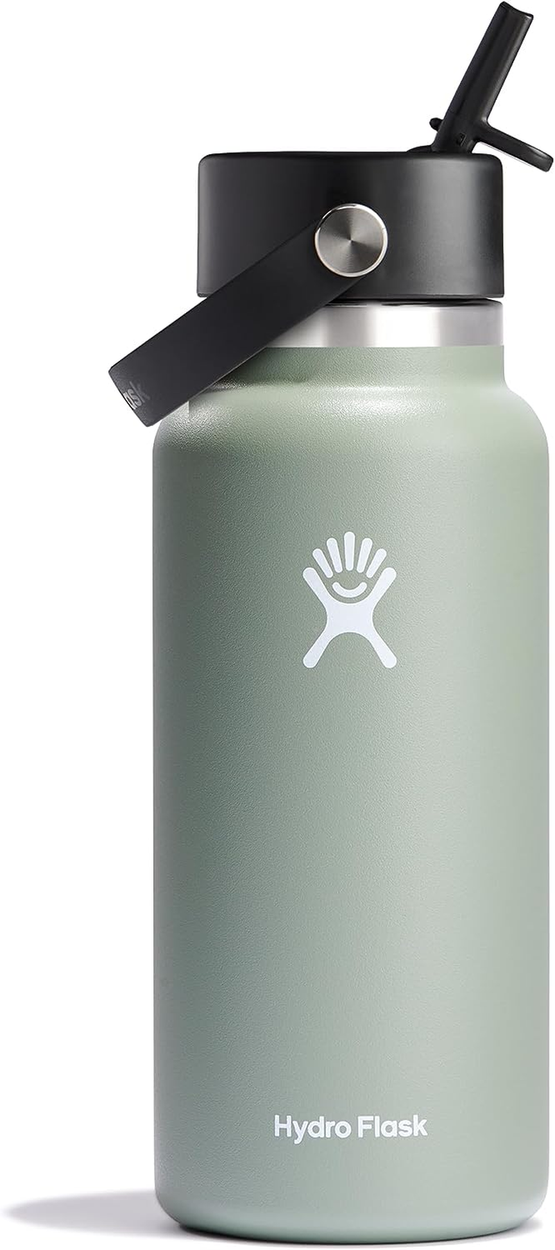 Hydro Flask Water Bottle - Insulated Stainless Steel - Wide Mouth Flex Straw Lid, Non Spill, Leakproof and Refillable in 32 Oz Sandpiper
