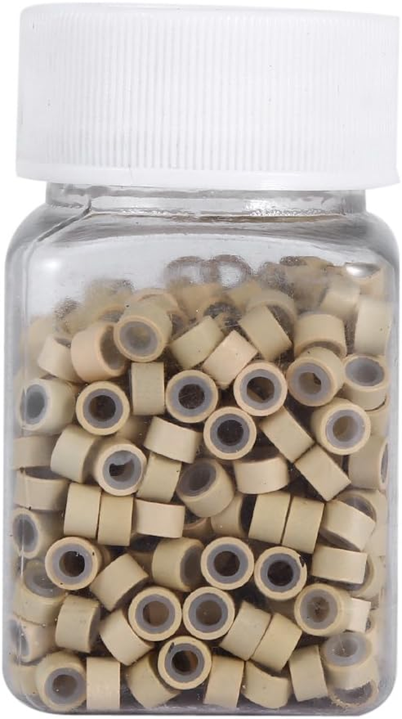 EVGATSAUTO 500PCS Hair Extension Rings, 5 Colors Aluminum Silicone Lined Loops with Soft Comfortable Undetectable Hold for Human Hair (Blonde) image number 2