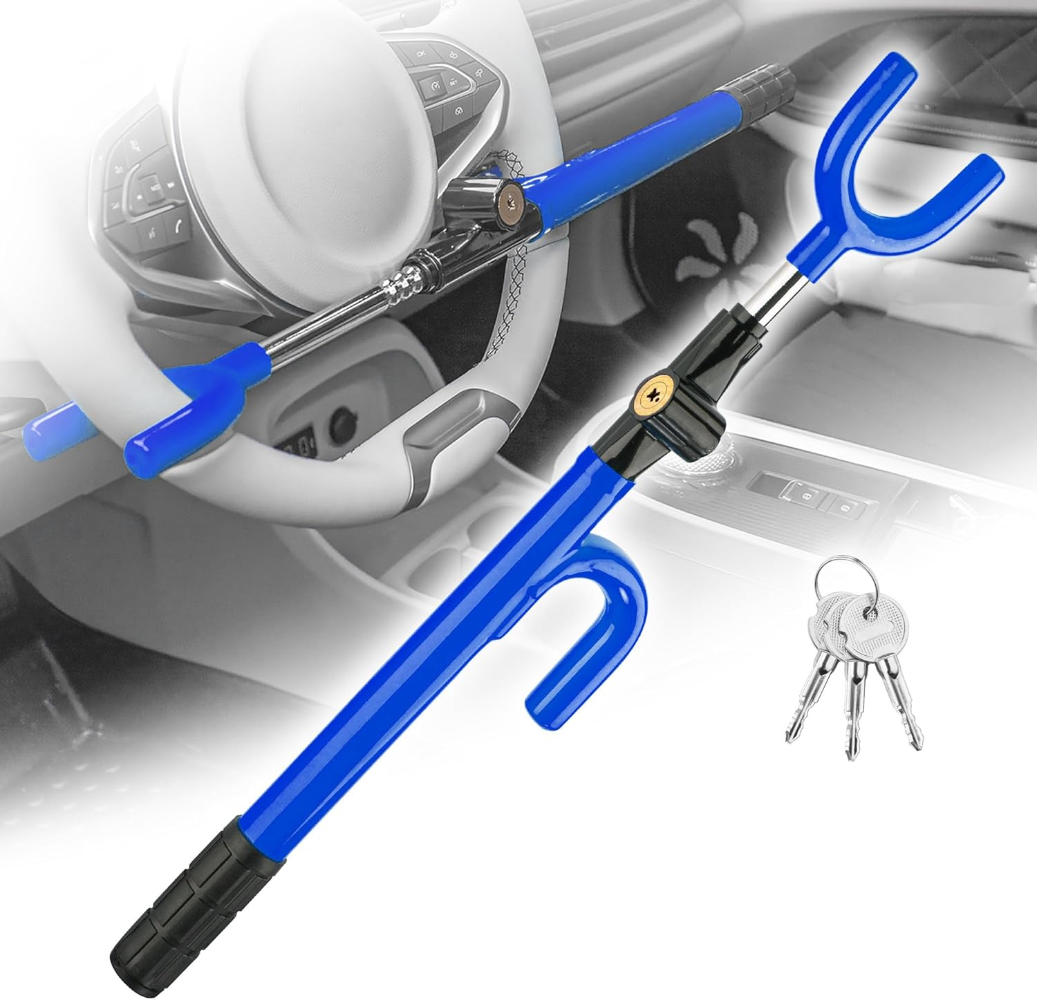 Cartman Vehicle Steering Wheel Lock Car anti Theft Security Lock with Adjustable Length Fit for Cars Trucks Vans and Suvs