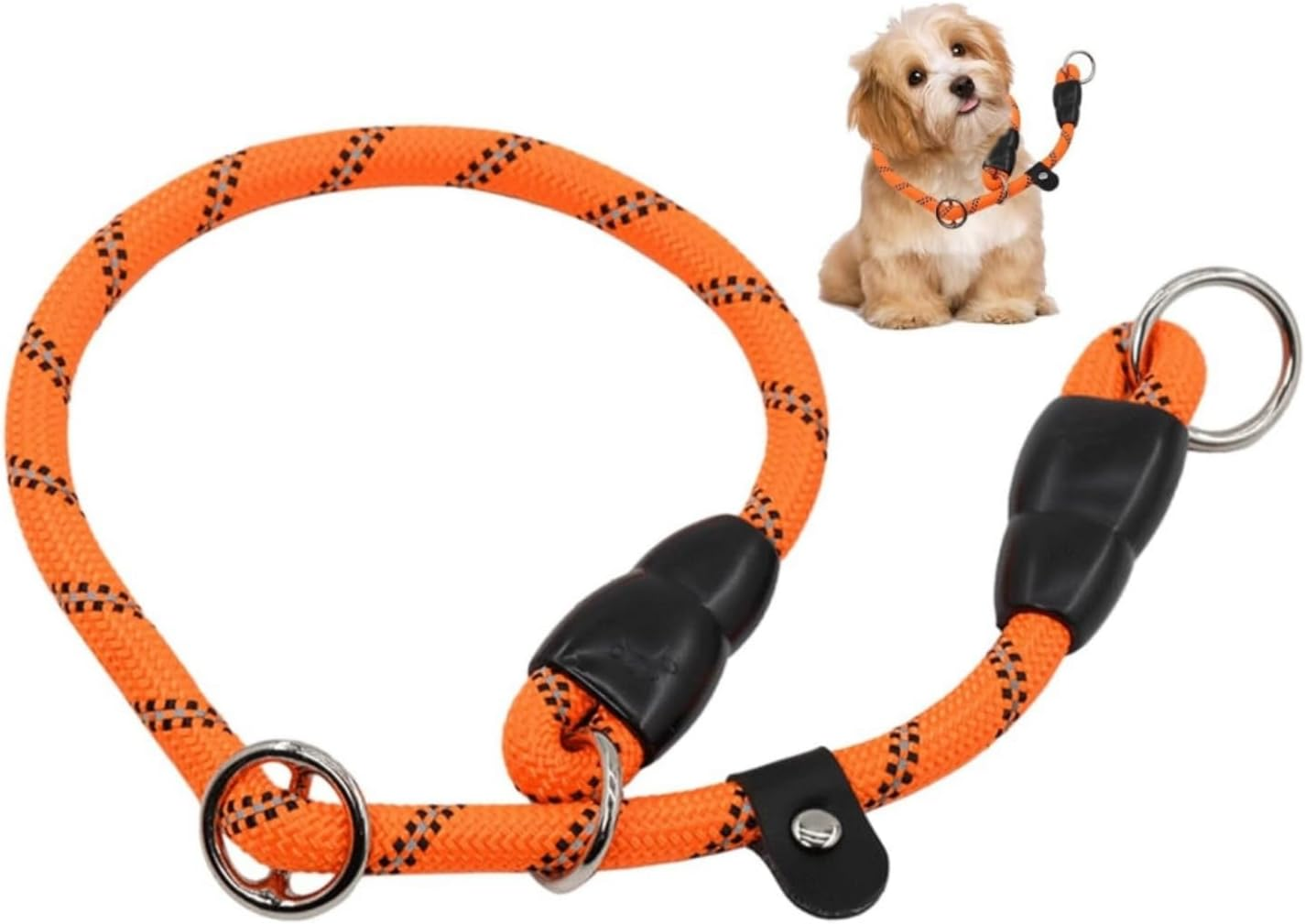 Lyfengdeam Dog Slip Collar Training Dog Collar with Reflective Strips,Puppy Braided Collar,Pets Nylon Rope Collar No Pull for Pet Outdoor Walking round Training Lead with Adjustable (Red, M)