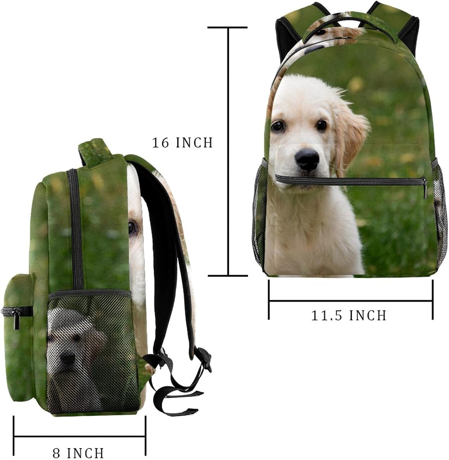 White Dog Backpack Students Shoulder Bags Travel Bag College School Tote Backpacks image number 5