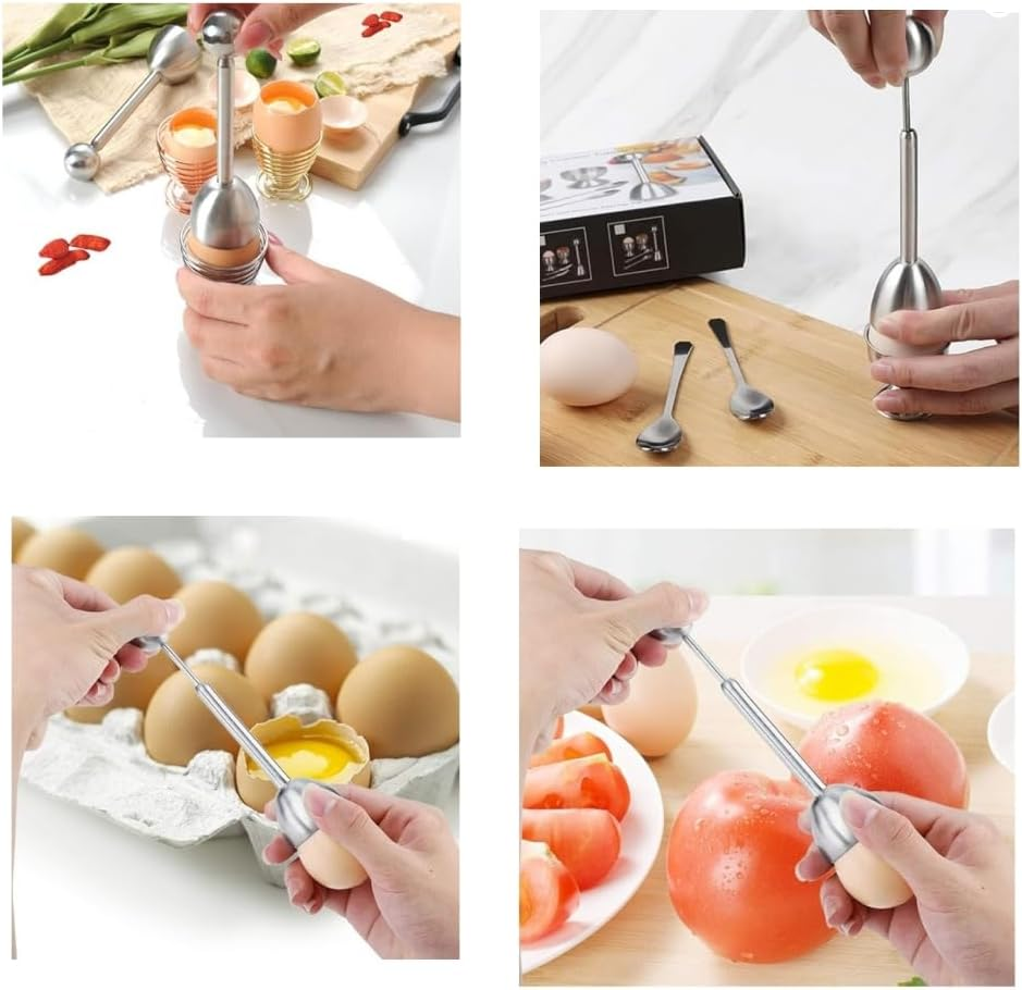 DACUAN Metal Egg Scissors, 1PCS Egg Topper Cutter Shell Opener Stainless Steel Boiled Raw Egg Open Creative Kitchen Tools Set, Shell Remover Egg Topper Opener image number 3
