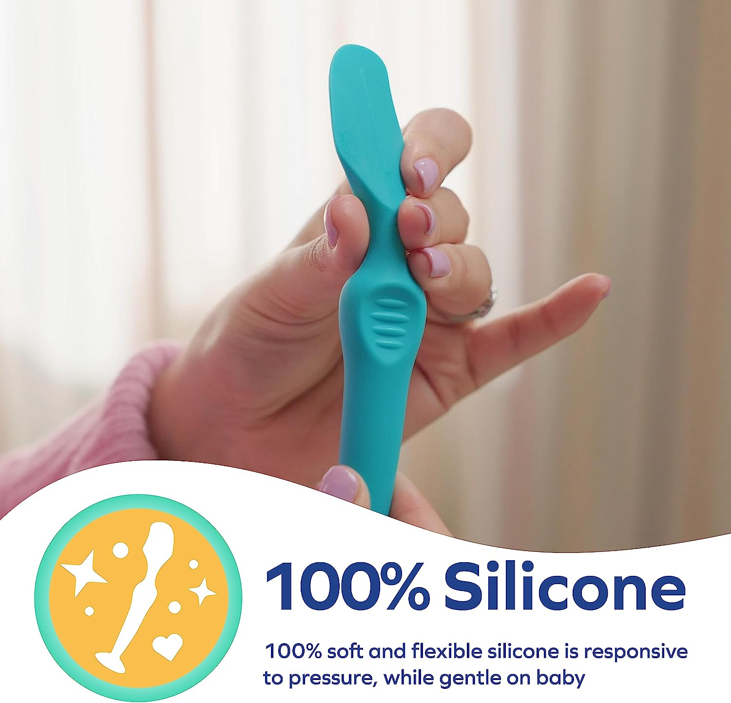 Nuby Diaper Cream Soft Silicone Brush with Suction Base & Hygienic Travel Case, Mini Size, Aqua