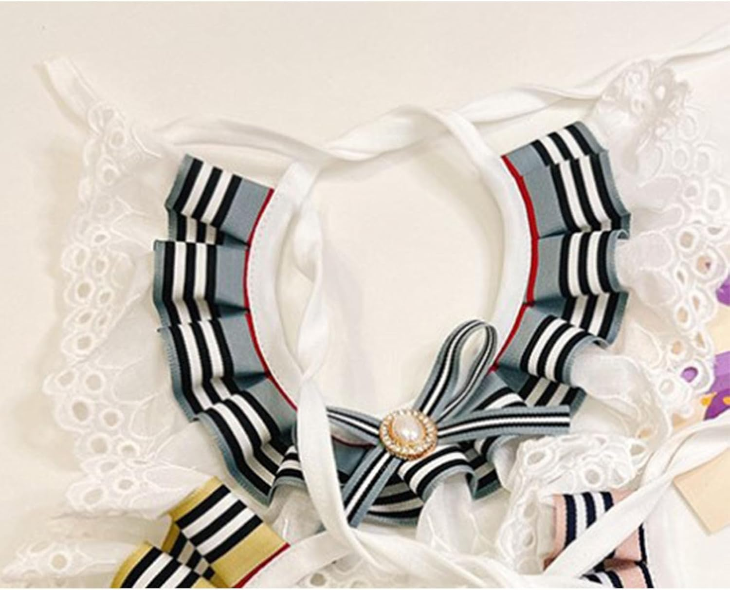 Cat Collar Bib, Lace Cat Bandana Bowknot Lace Dogs Scarf Bibs Dog Cat Collar Bow Tie, Adjustable Pet Decor Costume Accessories Girl Bandanas Costume Decor Accessories for Puppy Cats(S) - L image number 4