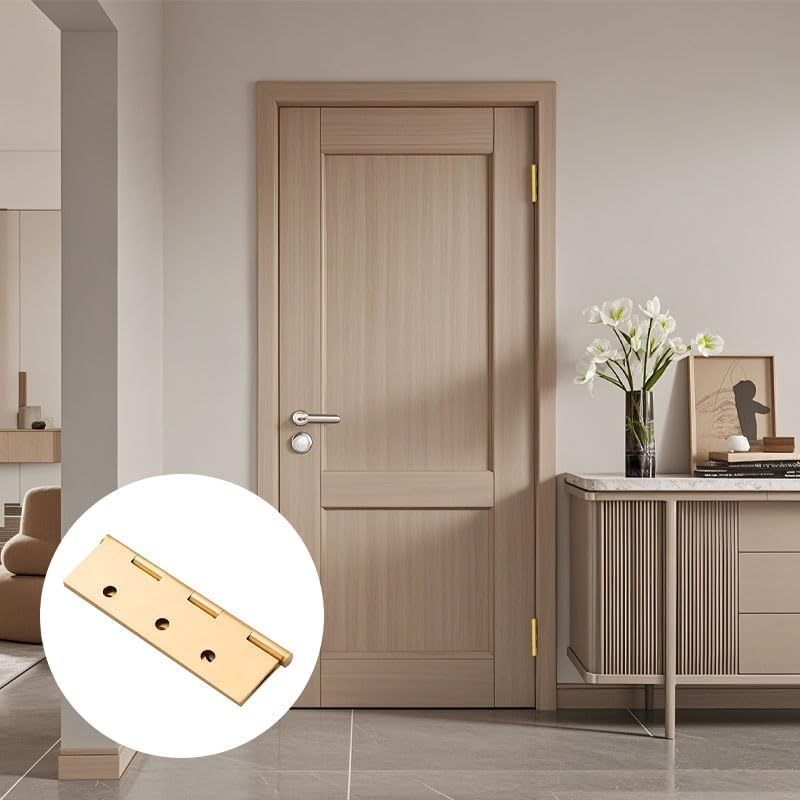 4 Pcs 2 Inch Door Hinges Thickened Brass Coated anti Rust Folding Hinge, Suitable for Doors Windows Wooden Furniture and Cabinets image number 1