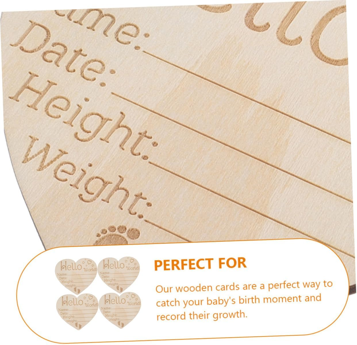 4Pcs Wooden Newborn Announcement Sign Heart Shape Name Sign for Photography Props Nursery Decoration Unique Milestone Keepsake image number 1