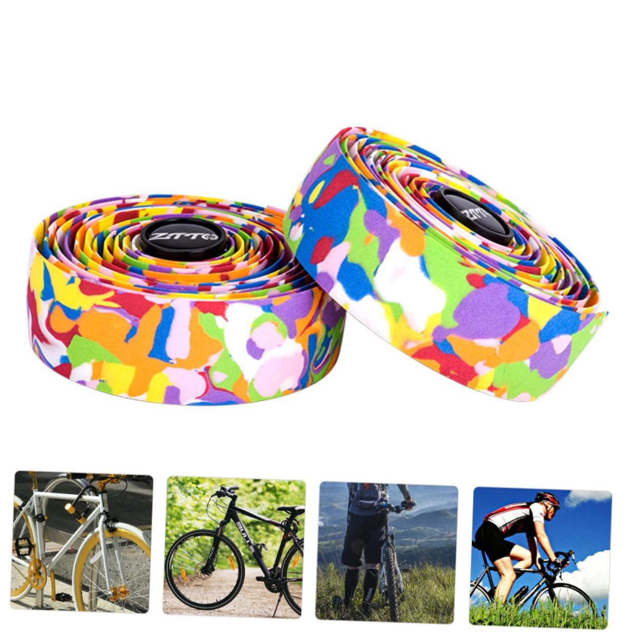 Bicycle Handlebar Strap, Super Soft Non-Slip Absorption Road Bike Bicycle Synthetic Sponge Color Bicycle Handlebar Strap -2 Plugs