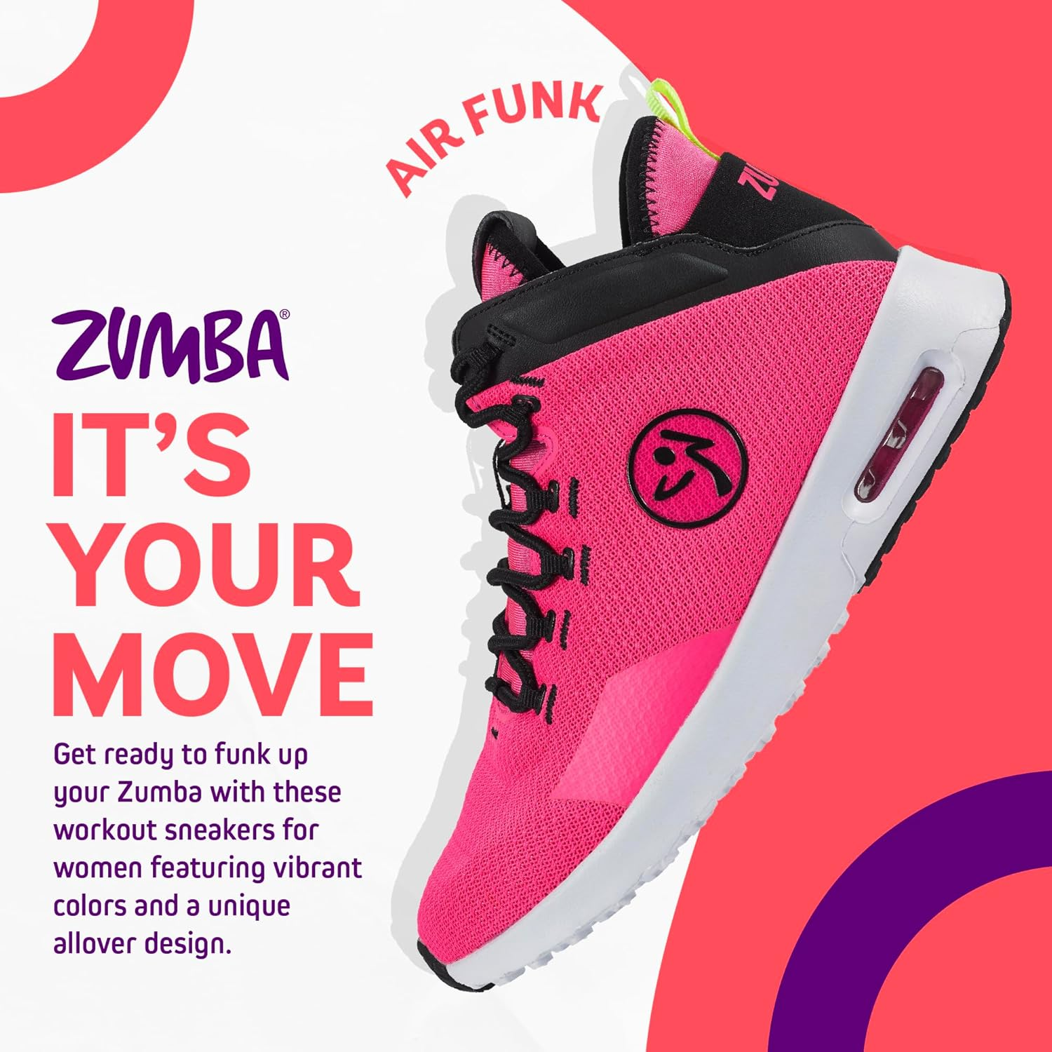 Zumba Womens Women'S Air Classic Athletic Dance Workout Shoes with Max Impact Protection