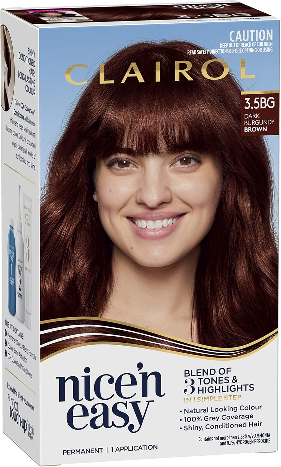 Clairol Nice 'N Easy Permanent Colour 3.5BG Natural Dark Burgundy (Pack of 3)