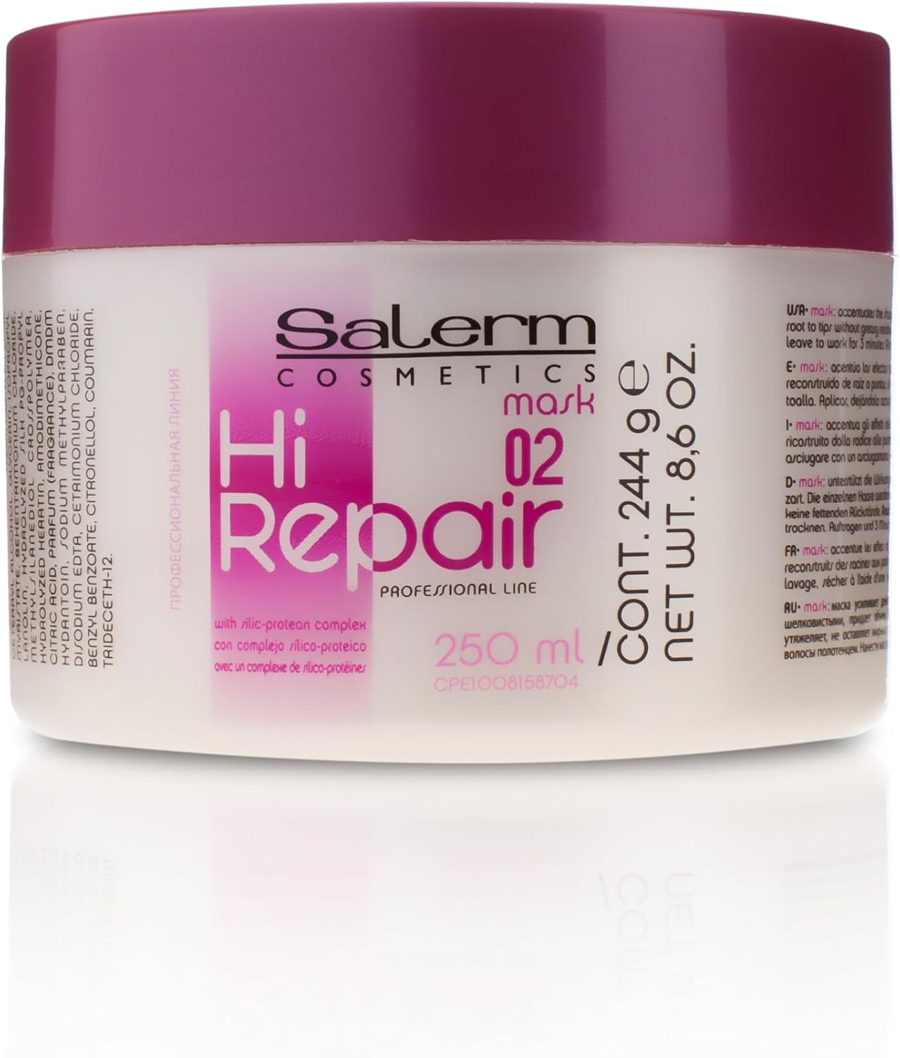 Salerm - Repairing Hair Mask - Hi Repair Mask 02-250 Ml - Deep Hydration for Damaged Hair - Repairs and Rejuvenates - Shinier and Softer Hair - Immediate Effect