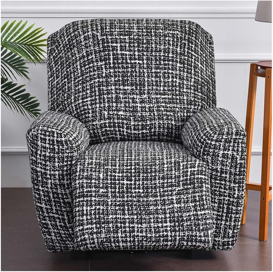 Stretch Recliner Cover 4 Pieces Printed Lazy Boy Chair Covers Recliner Sofa Slipcover Anti-Slip Fitted Furniture Protector with Elastic Bottom (Color : #25)