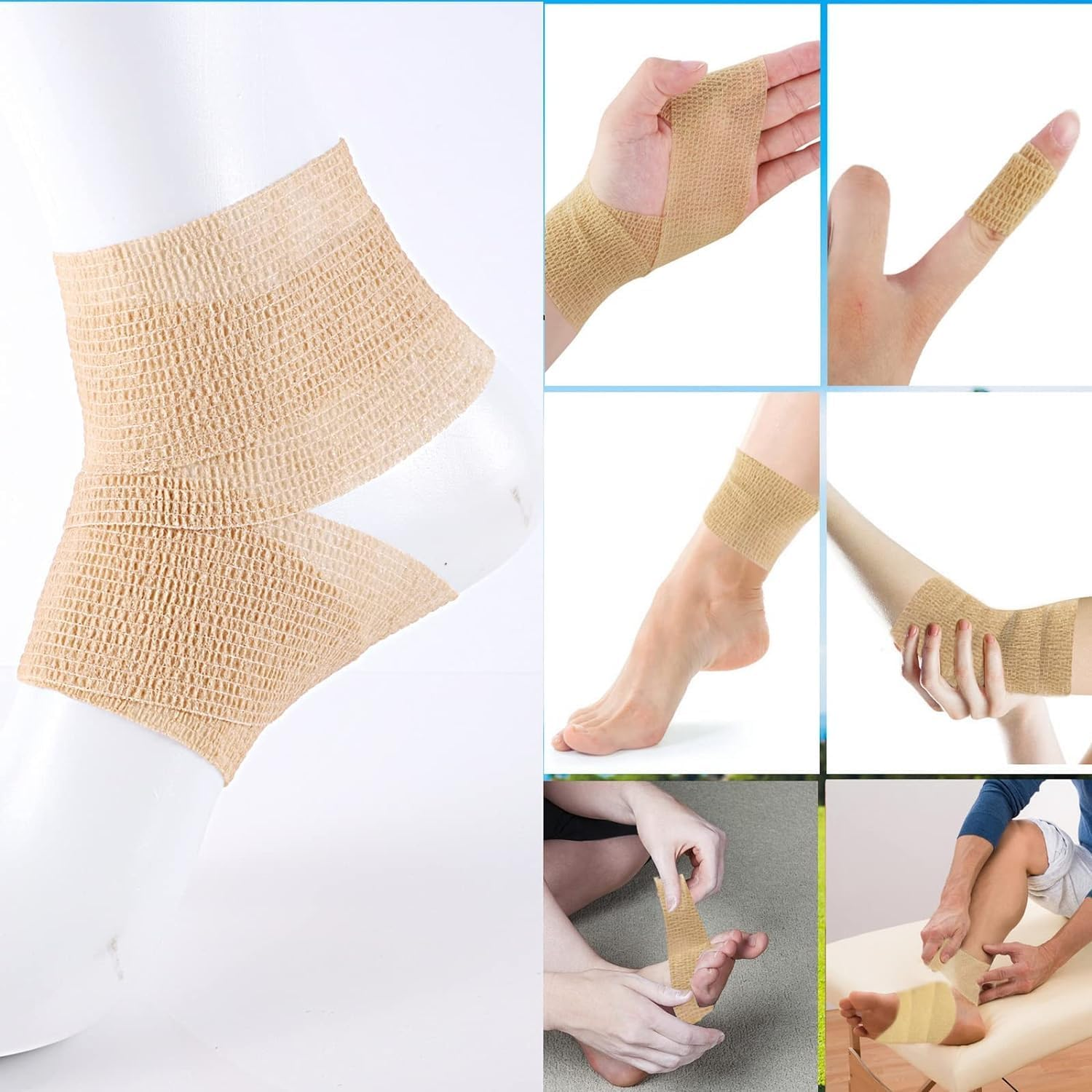 Self Adhesive Wrap Bandage, 8Pcs Self Adhesive Bandage Wrap Cohesive and Breathable Athletic Tape,Elastic Self Adhesive Tape,Self Adherent Cohesive Wrap Bandage,Self Adherent Cohesive Wrap Bandages image number 3