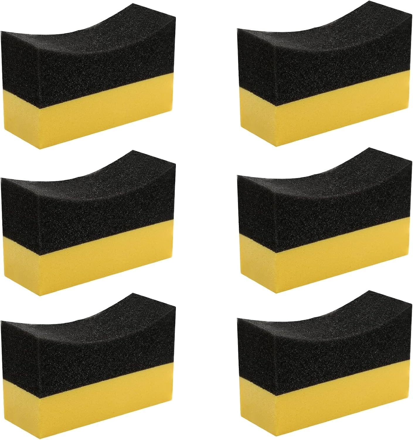 Reusable Tire Shine Applicator Pads - Soft and Absorbent Sponge for Multi-Use Cleaning - Durable Design, Compatible with Cars, Vehicles, and Household Cleaning - 6 Pcs - Black and Yellow-Haheihei image number 1