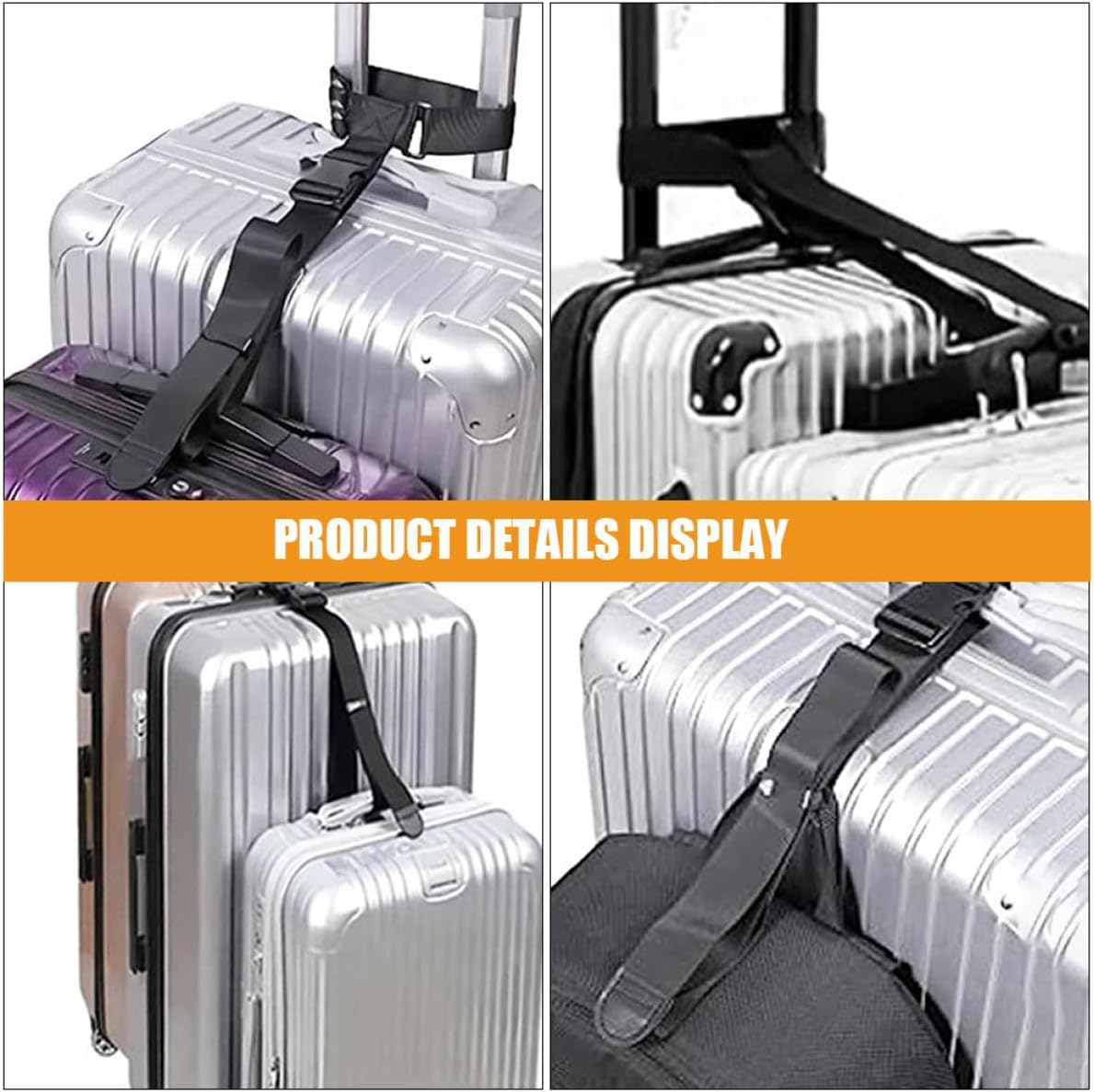 Ifundom Adjustable Luggage Connector Strap Set with Buckle Clips for Suitcases and Backpacks, Black Sturdy Travel Belt for Secure Bag Linking and Replacement Accessories image number 1