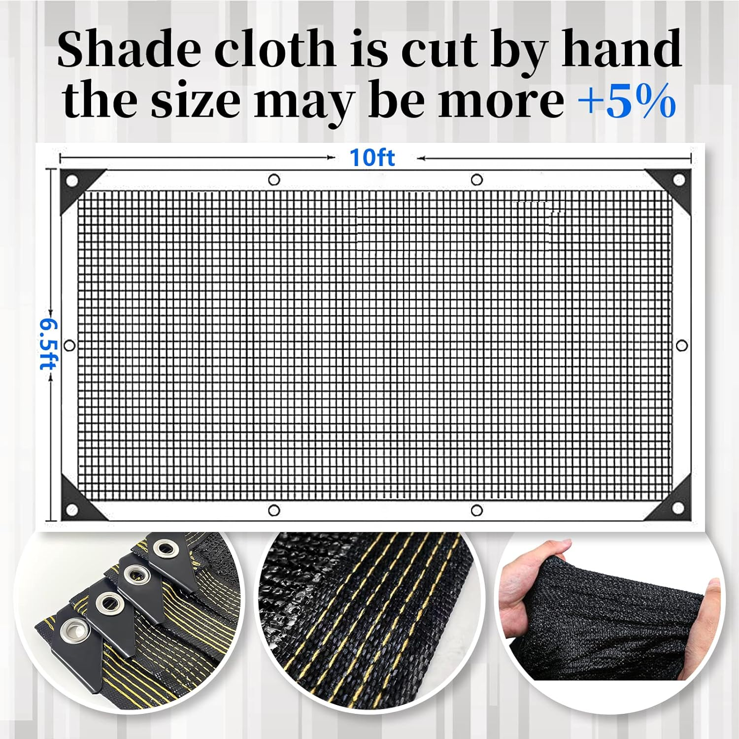 70% Black Shade Cloth, 6.5X10Ft Resistant Garden Sun Shade Net, Durable Mesh Shade Tarp with Reinforced Grommets for Greenhouse, Plant, Chicken Coop, Pergola,Canopy (6.5Ft*10Ft) image number 1
