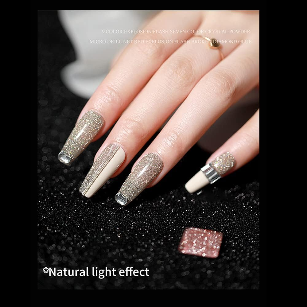 VERONNI Glitter Nail Gel Polish Clear Crushed Glass Reflective Shine Nail Polish Diamond Sparkle Soak off UV LED Bright Glitter Gel Nail Polish Bungee Party Broken Clear Sparkling Gel Nail Art Manicure 10Ml-Silver Glitter (#S-005 Champagne Gold)