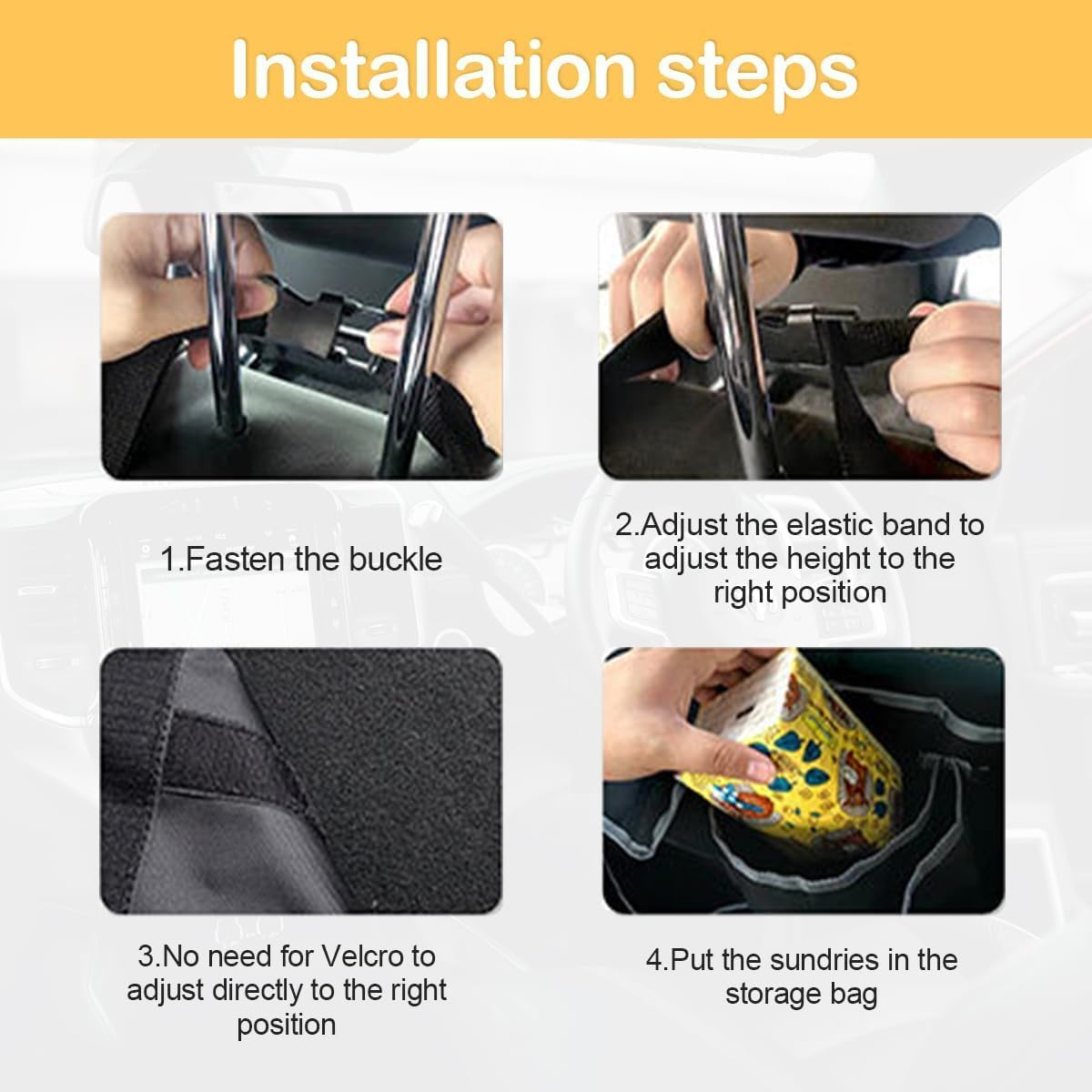 Car Trunk Organizer Bag with Lid, Rear Suspension Organizer Bag with 4 Pockets and 3 Adjustable Straps, Waterproof PVC Folding Large Waterproof Organizer Bag, Car SUV MPV Interior Accessories