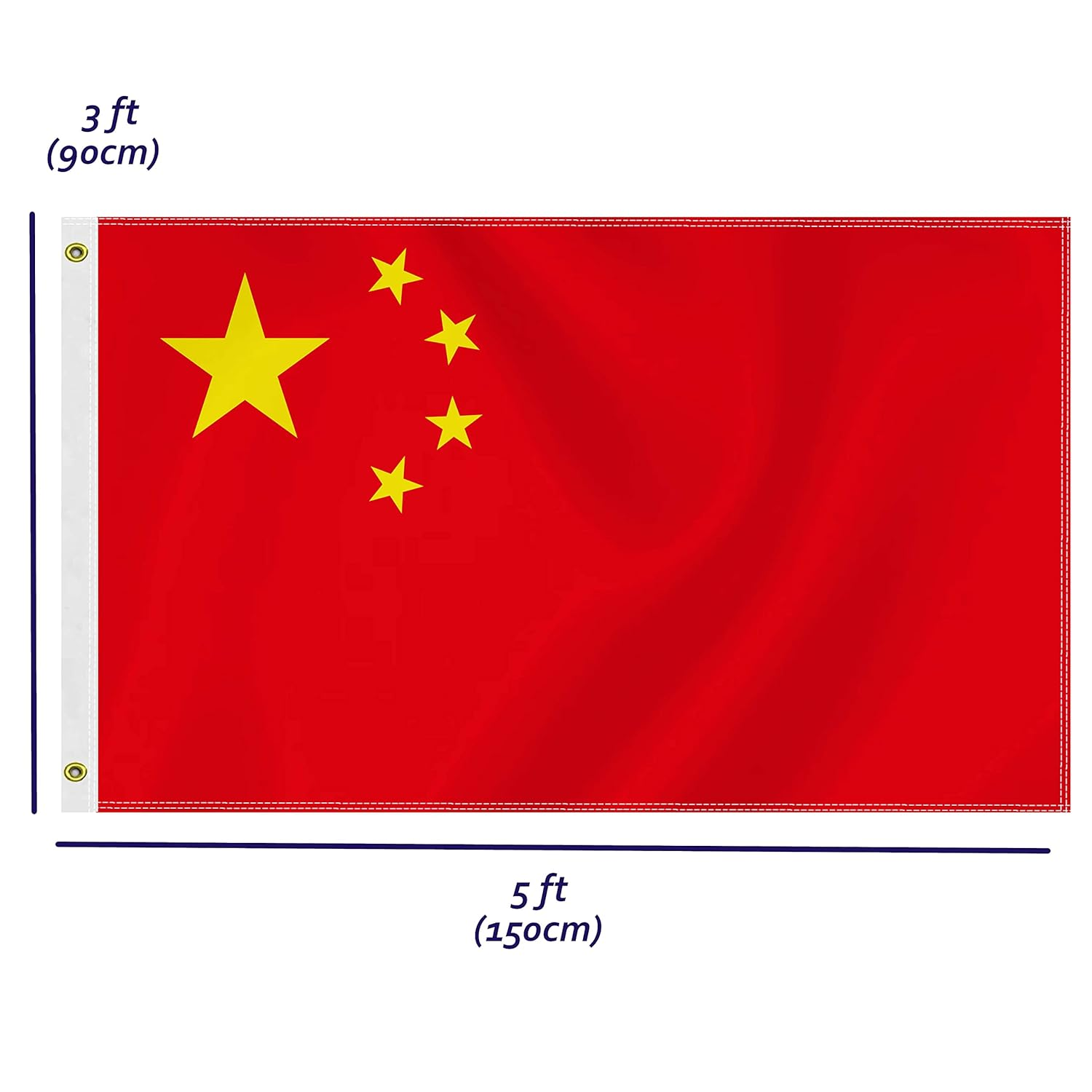 Large 3&times;5 FT China Flag, Big 75D Chinese National Outdoor Banner,Decorgarden with Brass Gromment