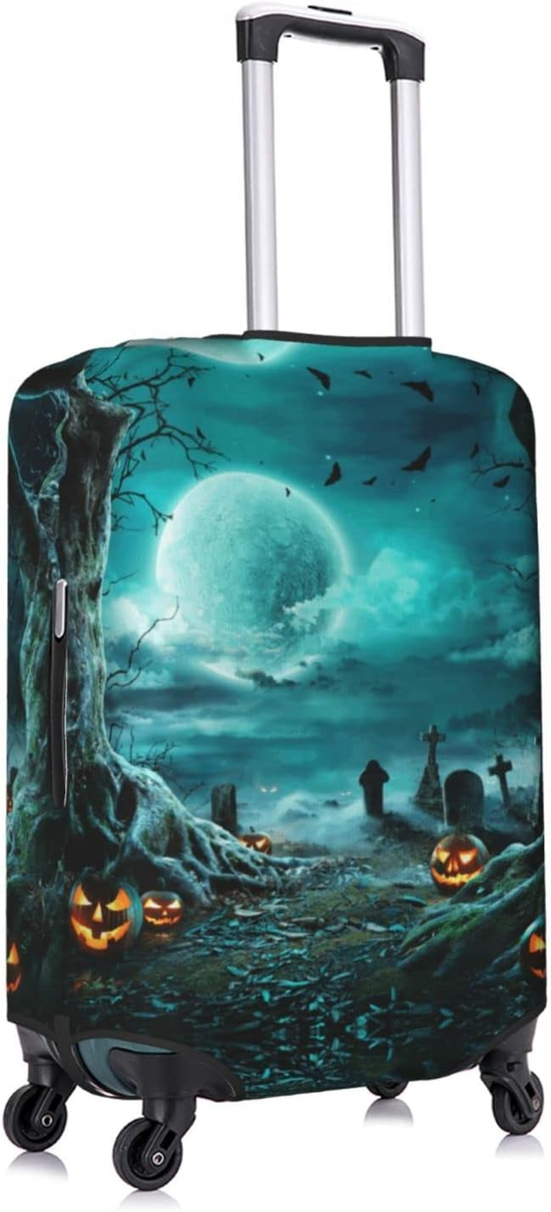 Horror Pumpkin Cemetery Luggage Cover Washable Suitcase Protector Anti-Scratch Suitcase Cover Fits 18-32 Inch Luggage