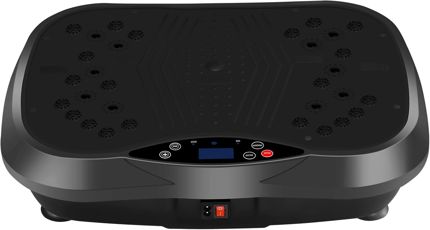Yokele Vibration Plate Exercise Machine - Whole Body Fitness Vibration Platform - Home Training Equipment for Recovery & Wellness & Weight Loss + Resistance Bands + Remote (Black)