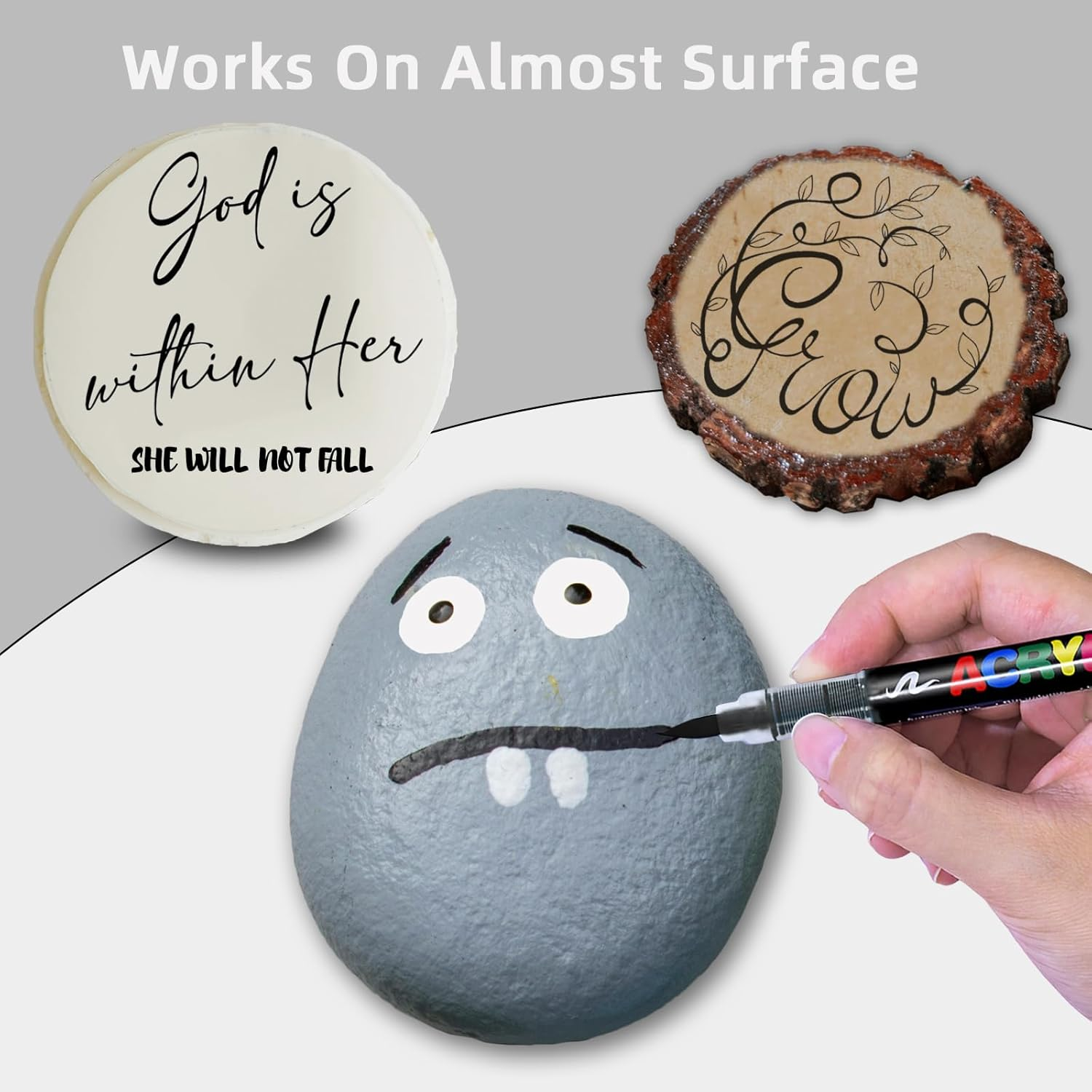 Black Acrylic Paint Pens, 12 Pack Soft Brush Tip Acrylic Paint Markers, Colouring Drawing Waterproof Art Markers for Wood, Metal, Ceramic, Fabric, Stone, Egg, Rock Painting and DIY Art Crafting image number 2