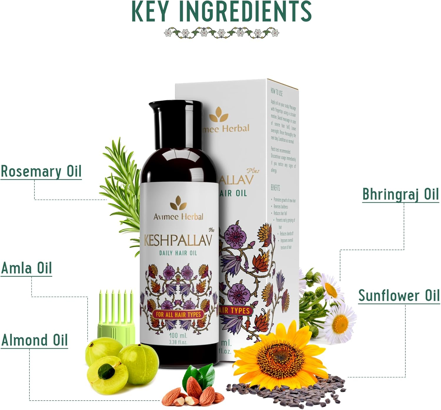 AVIMEE HERBAL Keshpallav plus Hair Oil for Unisex 100 Ml