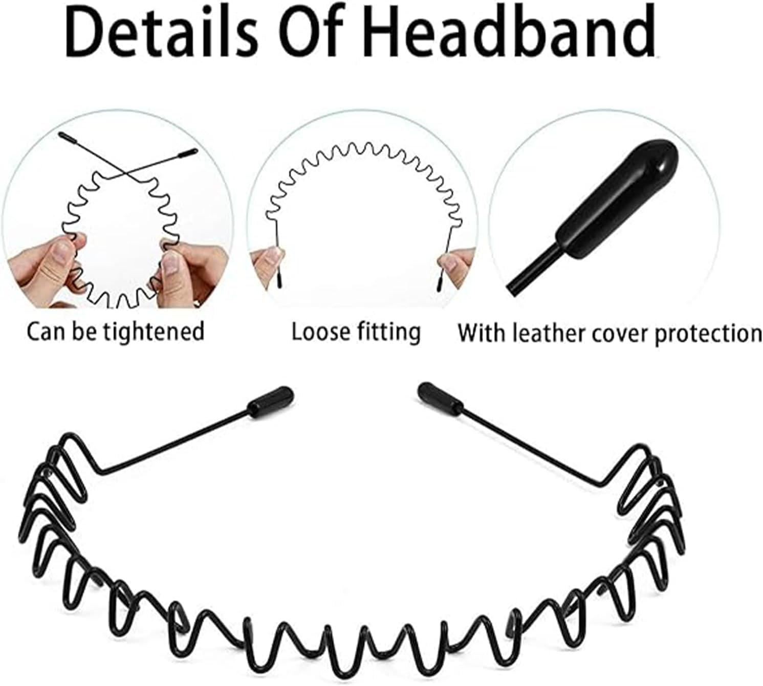 6Pcs Mens Non-Slip Sports Fashion Headband for Men, Metal Hair Band for Outdoor, Sports, Weddings, Daily Wear image number 2