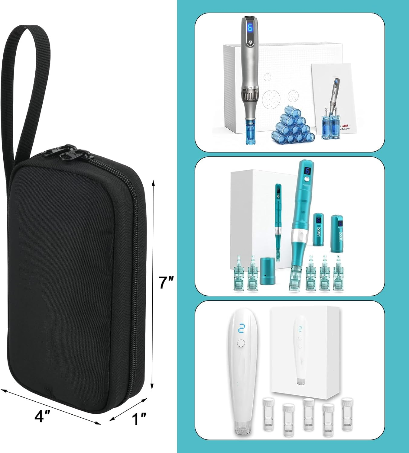 Beautyflier Carry on Bag for Microneedling Pen, Black Travel Makeup Bag for Mcroneedling Machine, Tote Bag for Women Compatible with Dermapen Microneedling Pen, Dr Pen Microneedling Pen, Bag Only,