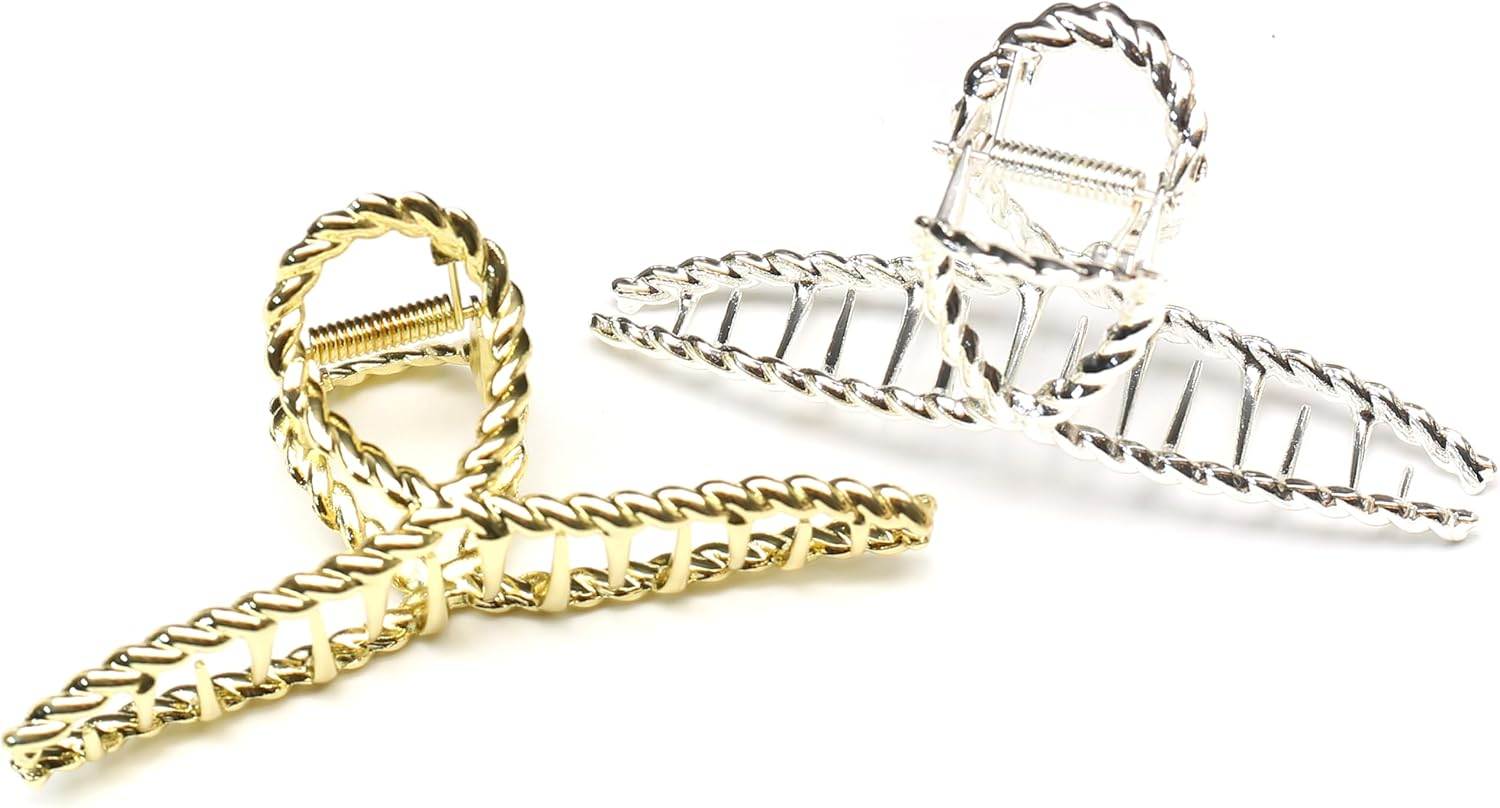 Qingoo Large Cross Metallic Hair Clip Beautiful Women'S Hair Clip Headdress Elegant Hair Accessory 1 Piece (11.5 Cm X 4.3 Cm, Gold) image number 4