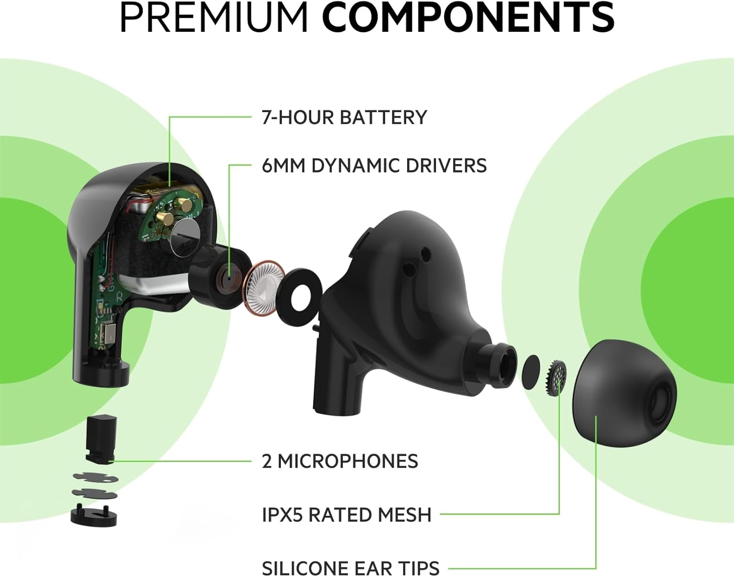 Belkin Wireless Earbuds, Soundform Rise True Wireless Bluetooth 5.2 Earphones with Wireless Charging IPX5 Sweat and Water Resistant with Deep Bass for Iphone, Galaxy, Pixel and More Black image number 2