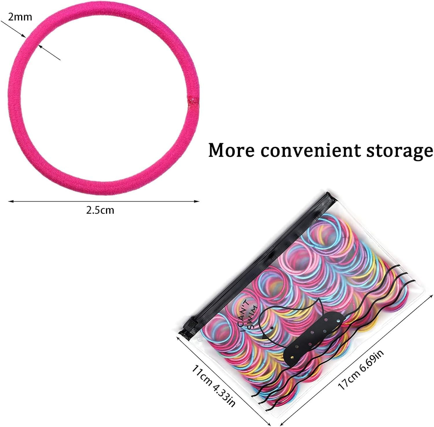 Aufwolken 200 Pieces No Crease Hair Ties, 2Mm Elastic Hair Bands for Kids & Toddlers, Multicolor Small Ponytail Holders (Infant Girl Hair Accessories) image number 6