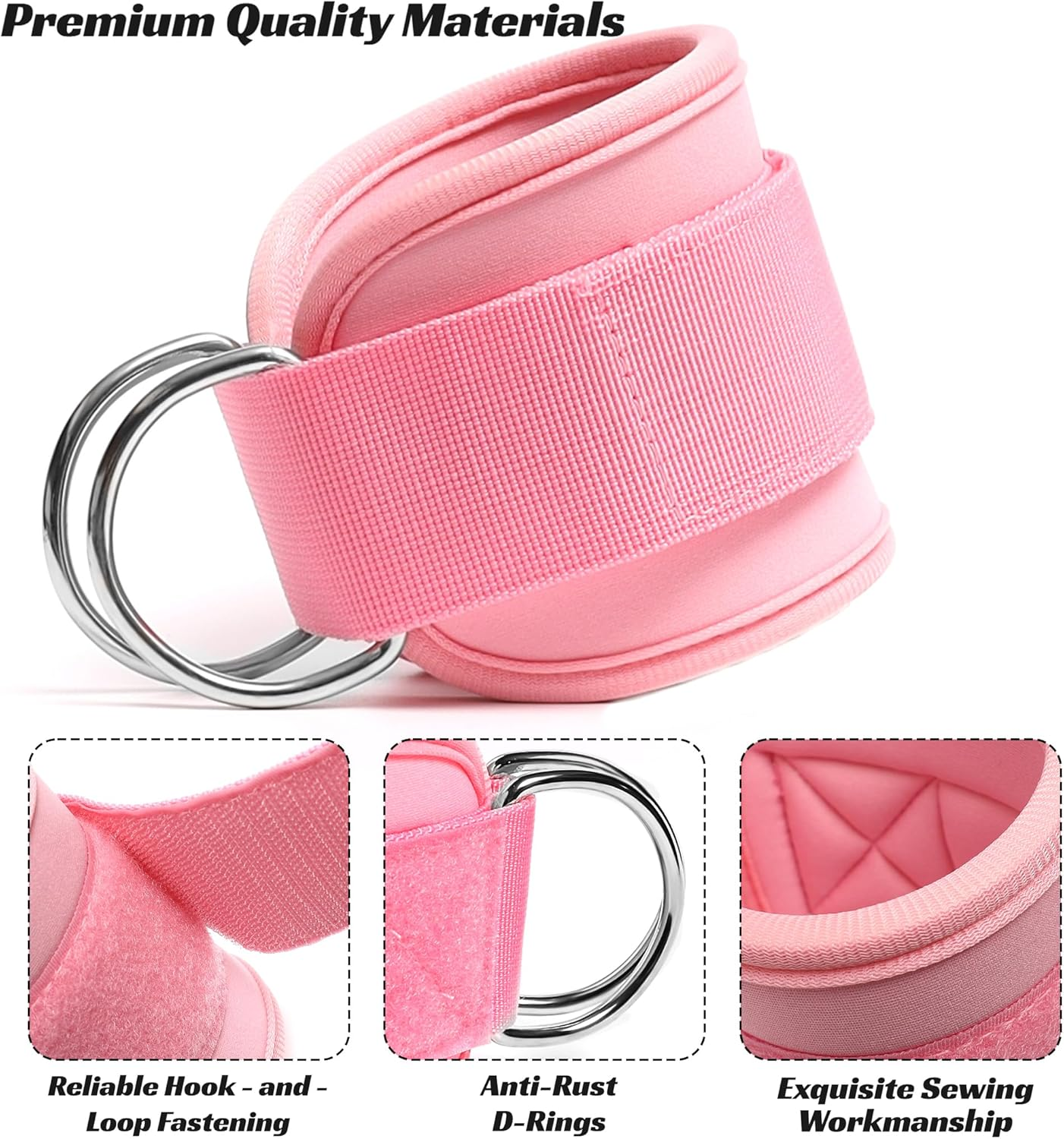 AURVIGO Ankle Straps & Wrist Cuffs - Padded Adjustable 1 Pair with D-Ring | Fitness Glute Kickback, Foot Leg Training | Compatible with Cable Machine, Gym Brace Support - Purple New image number 3