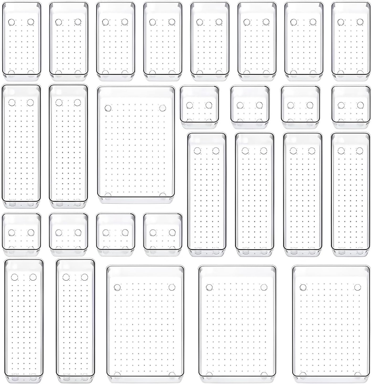 28Pcs Drawer Organisers Set, 4 Sizes Clear Plastic Drawer Organizer & Vanity Organiser for Makeup & Jewelry Storage, Kitchen Utensils & Gadgets, Desk Supplies, Bathroom & Bedroom Organisation image number 5