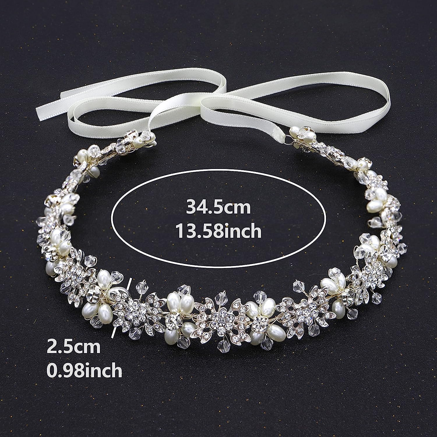 Ammei Silver Bridal Headpiece Flower Design Wedding Headband Bridal Hair Accessories (Silver) - Rose Gold image number 4