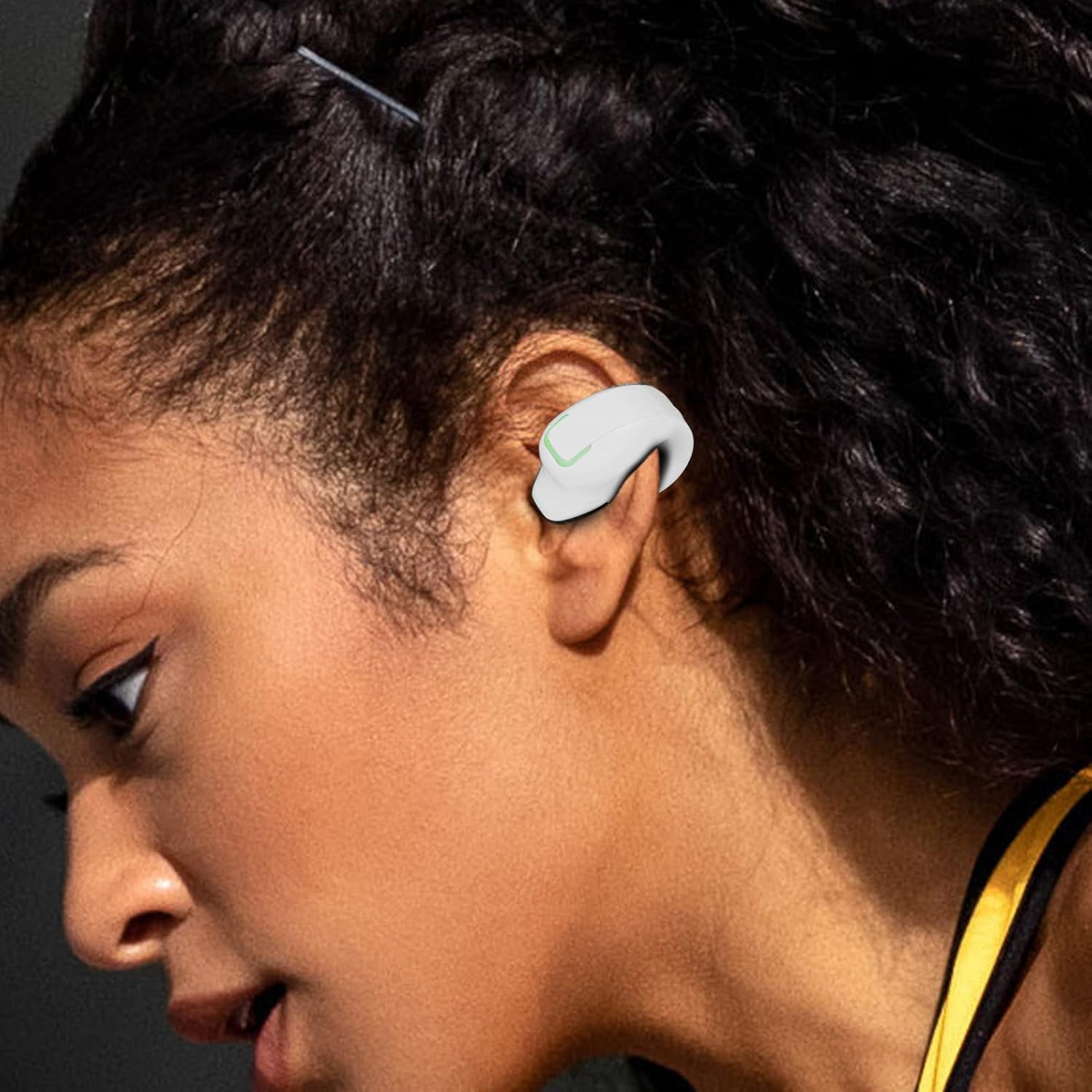 GD28 Open Ear Headphones, IPX4 Waterproof, Ergonomic Clip on Open Ear Headphones, Hifi Stereo Wireless Bluetooth 5.3 Single Earphones for Running, Cycling, Driving (White) image number 2