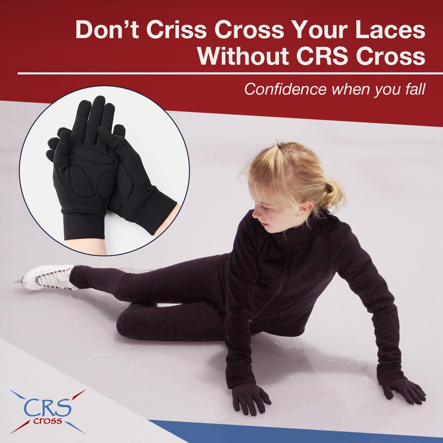 CRS Cross Figure Skating Gloves - Warm Padded Protection for Practice, Competition, or Testing/Examination image number 1