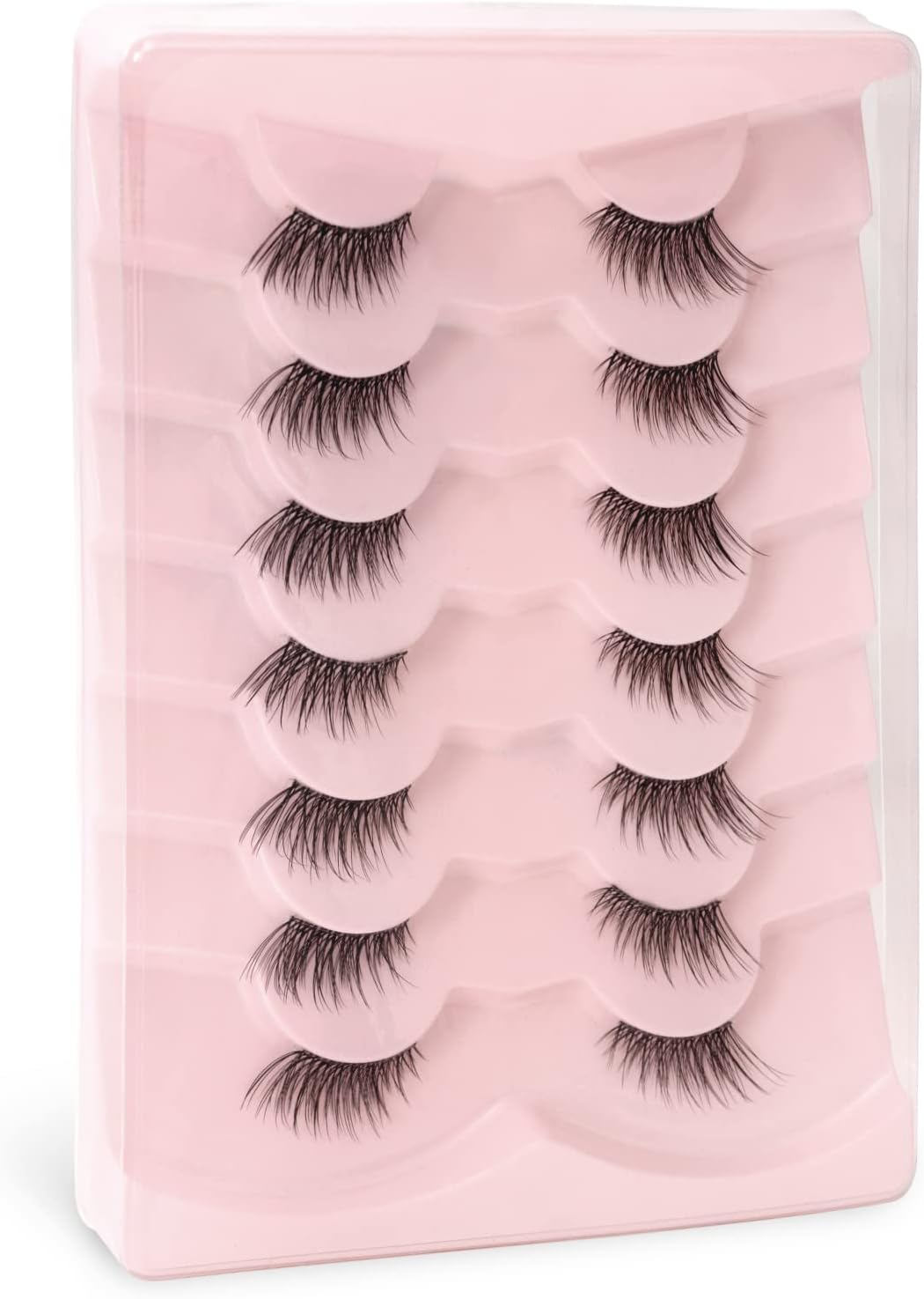 Onlyall Half Lashes False Eyelashes Natural Look Wispy Lash Natural Half Eyelash Clear Band Lashes Pack 3D Faux Mink Lashes 7 Pairs C02 image number 2
