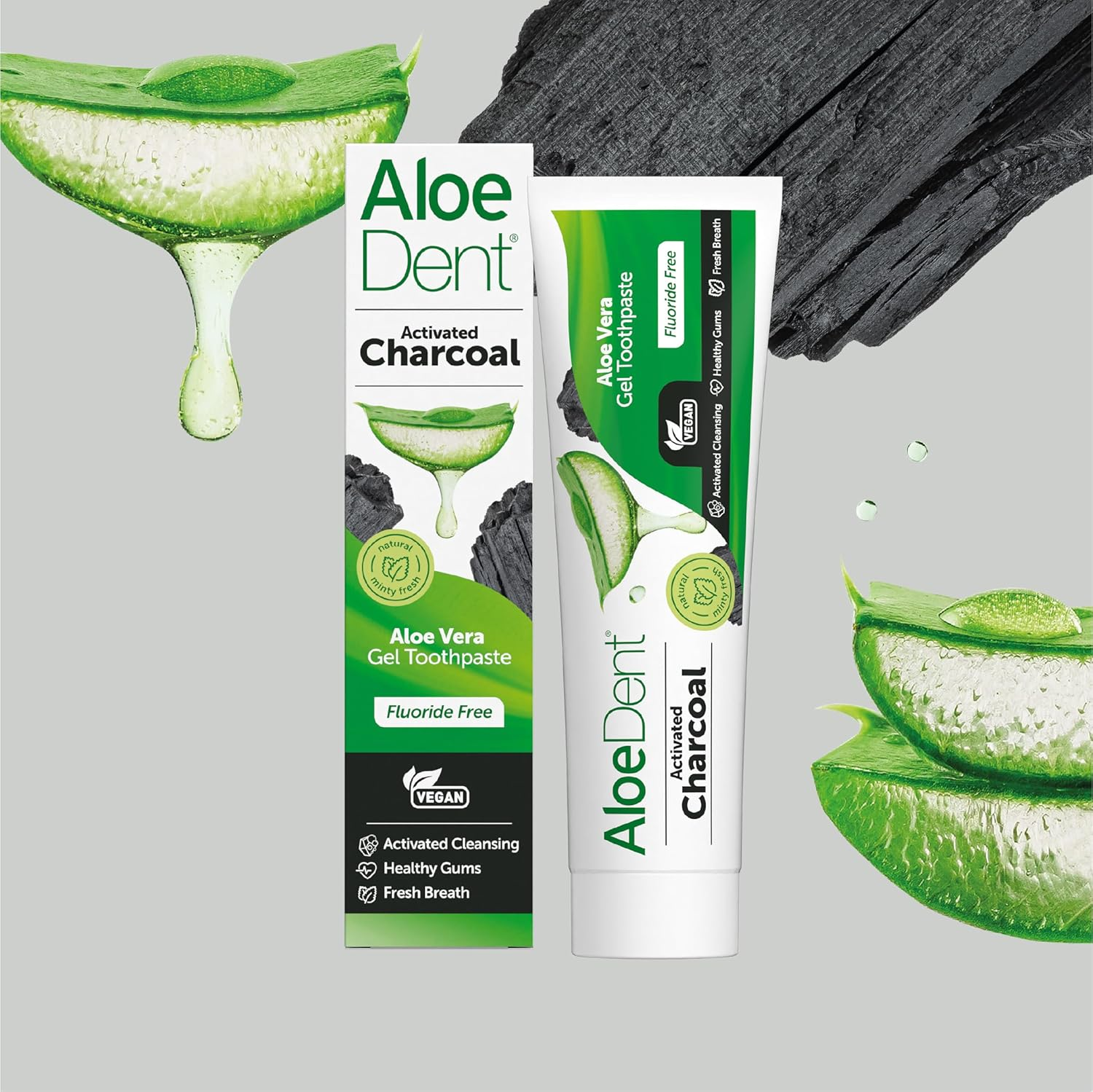 Aloe Dent Charcoal Toothpaste Fluoride Free, Natural Action, Vegan, Cruelty Free, SLS Free, Whitening, Healthy Gums, 100 Ml image number 2