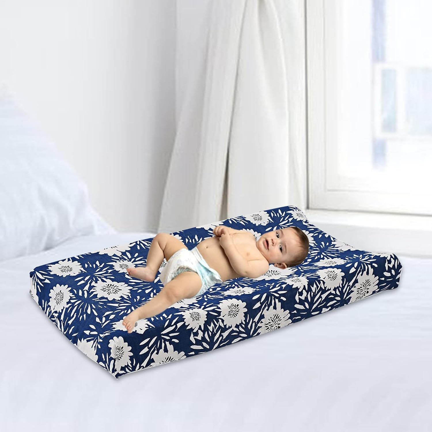 Baby Pad Cover - Soft Cotton Leaves, Breathable Cotton Nursery Leaves | Fitted Changing Table Cover, Stretchy Diaper Changing Pad, Tab Use