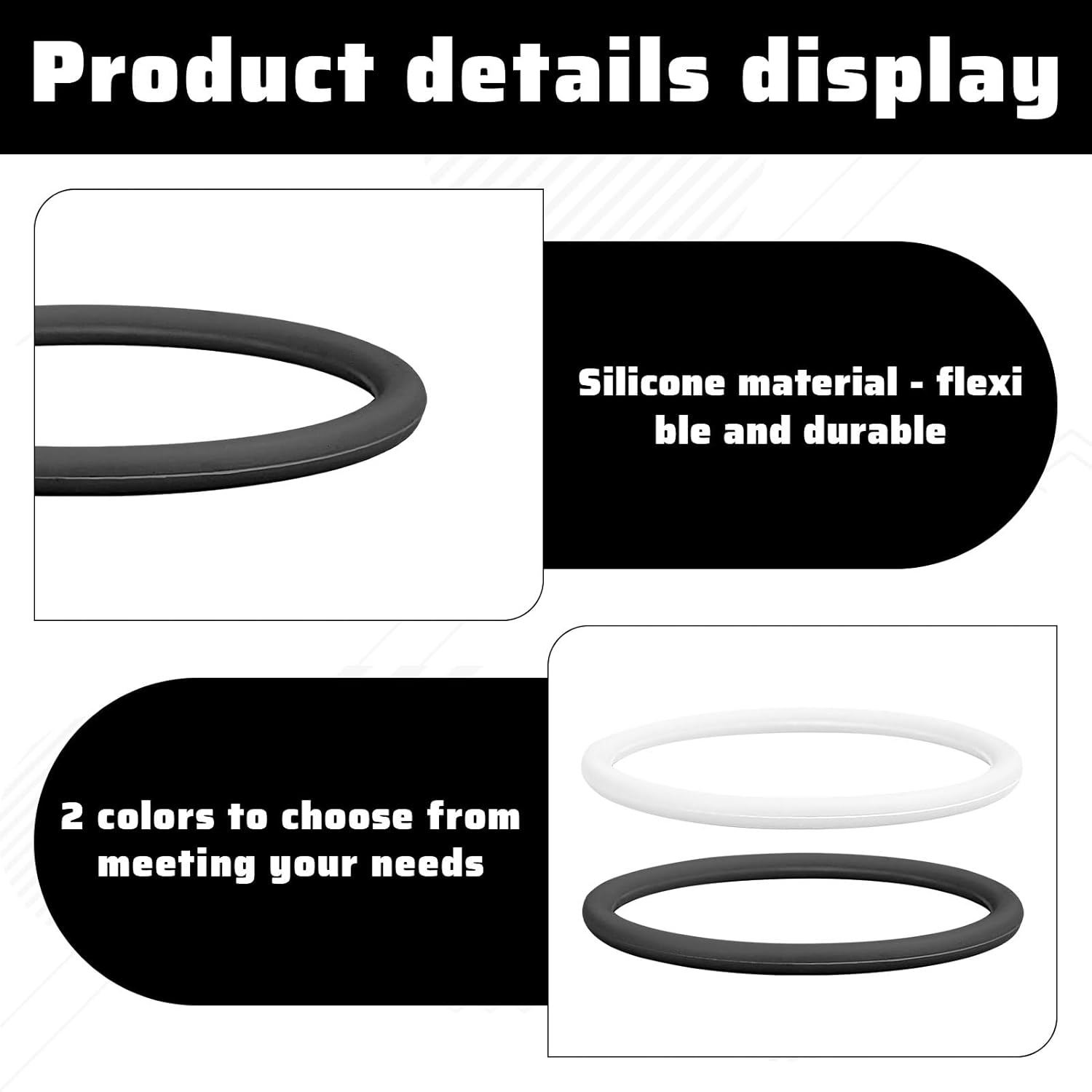 Knee Support,4 Pack Patella Knee Strap,Knee Brace,Knee Braces,Patella Fine Bands for Knee Pain Relief,Non-Slip Elastic Fixed Knee Stabilizer Rings for Soccer Basketball Running (Black & White) image number 3