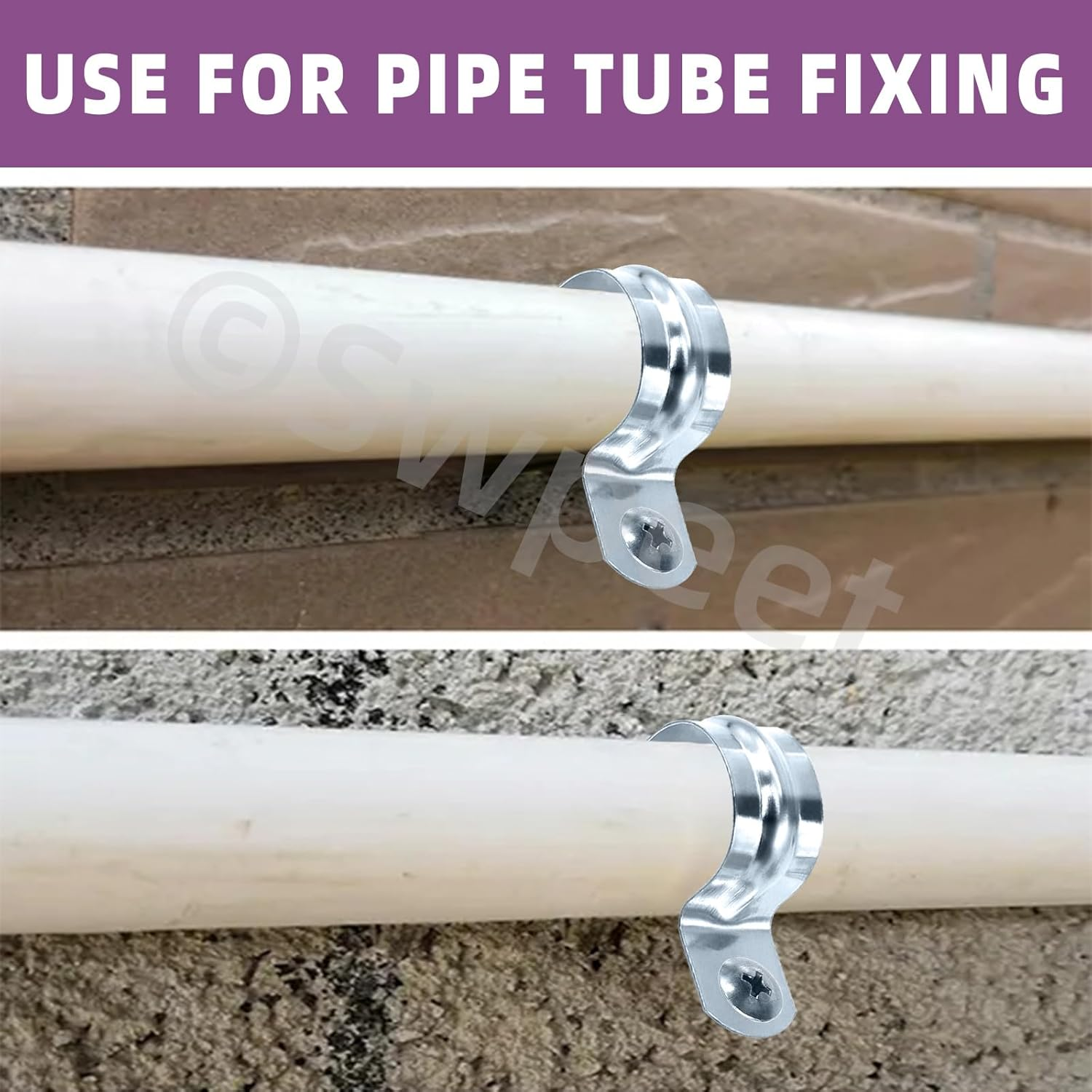 Swpeet 30Pcs 1"(25Mm) Zinc Plated One Hole EMT Pipe Strap Kit, Pipe Straps U Bracket Tube Strap Pipe Clamp 1 Hole Snap on Pipe Strap Conduit Clamps Tension Clips for Fixing EMT Conduit Pipe image number 5