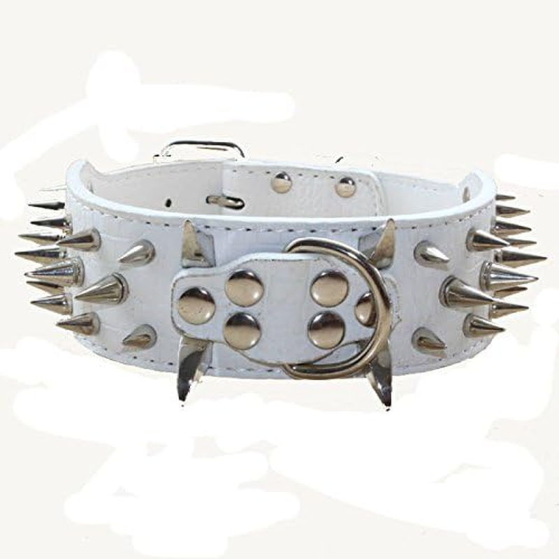 Haoyueer Sharp Spiked Studded Dog Collar 2 Inch Width Stylish Leather Dog Collars for Medium & Large Dogs Pitbull,Labrador,Boxer Rottweiler German Shepherd &hellip; (M, Pink Leopard-3) image number 3